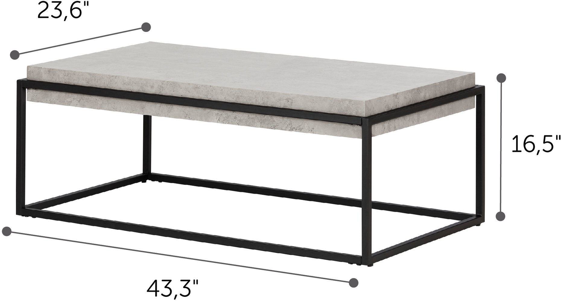 12066 Concrete Gray and Black Coffee Table - Mezzy-6