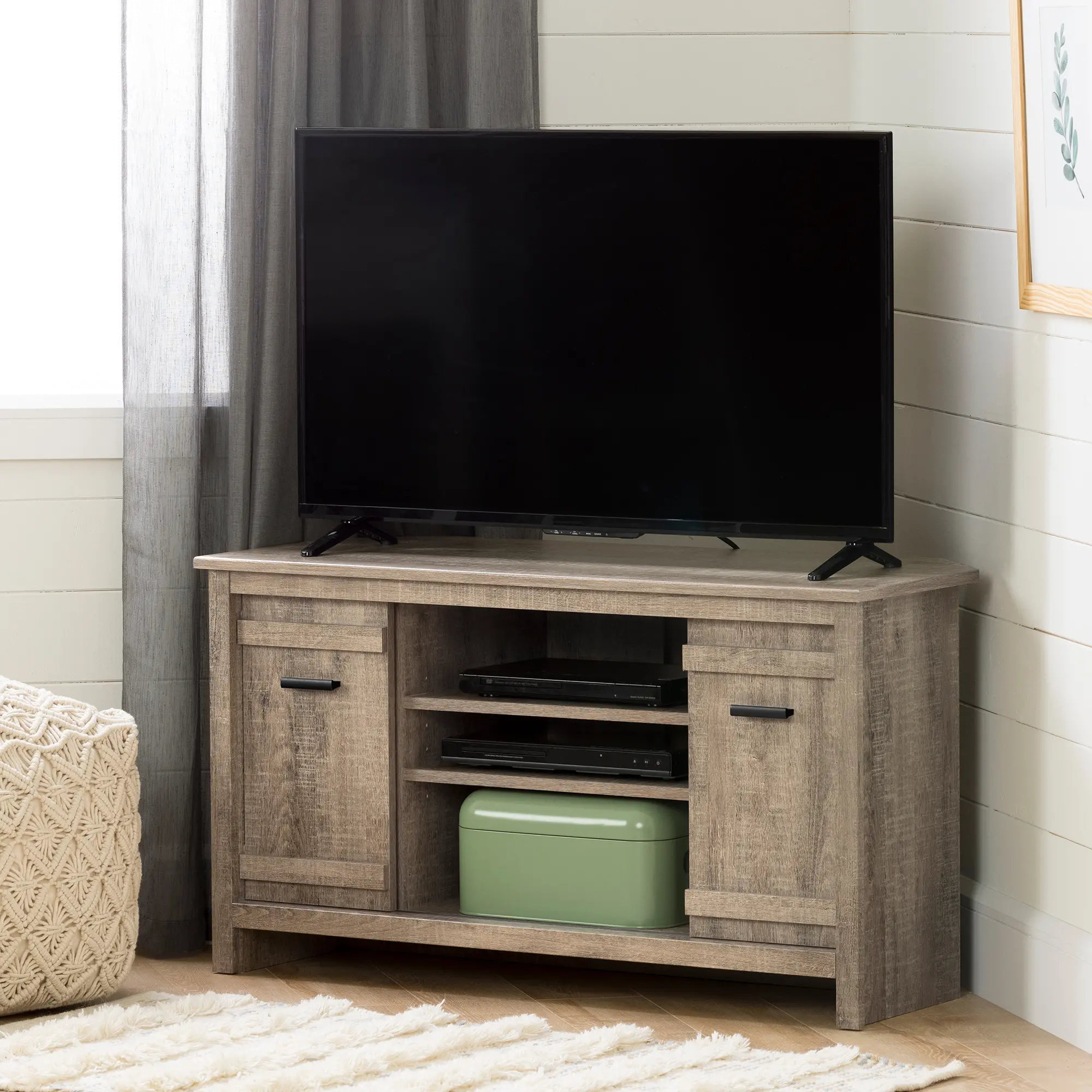 11927 Exhibit 40 Inch Weathered Oak Corner TV Stand-1