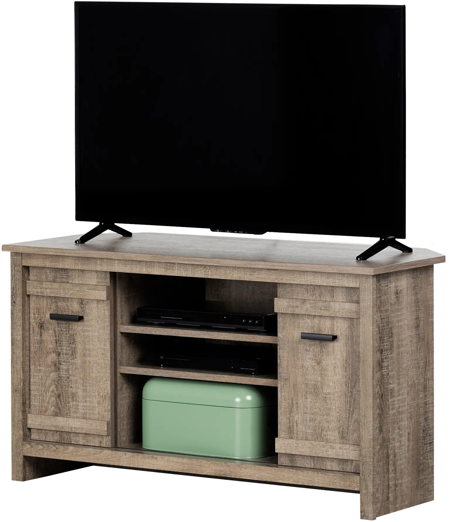 11927 Exhibit 40 Inch Weathered Oak Corner TV Stand-2