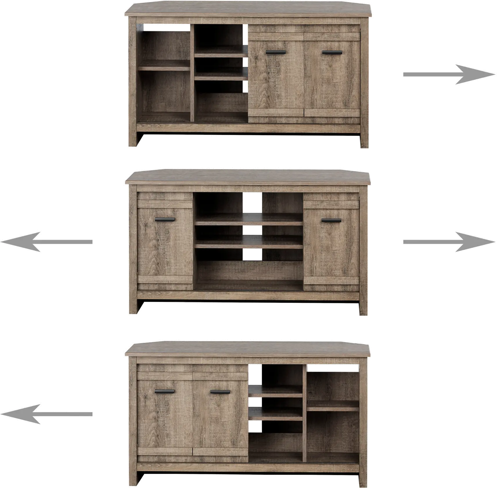 11927 Exhibit 40 Inch Weathered Oak Corner TV Stand-3