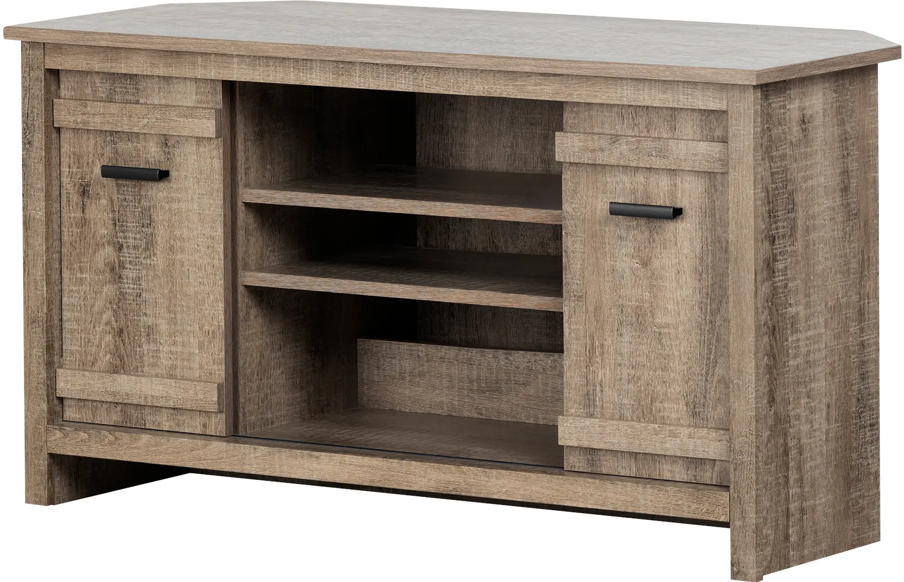 11927 Exhibit 40 Inch Weathered Oak Corner TV Stand-4