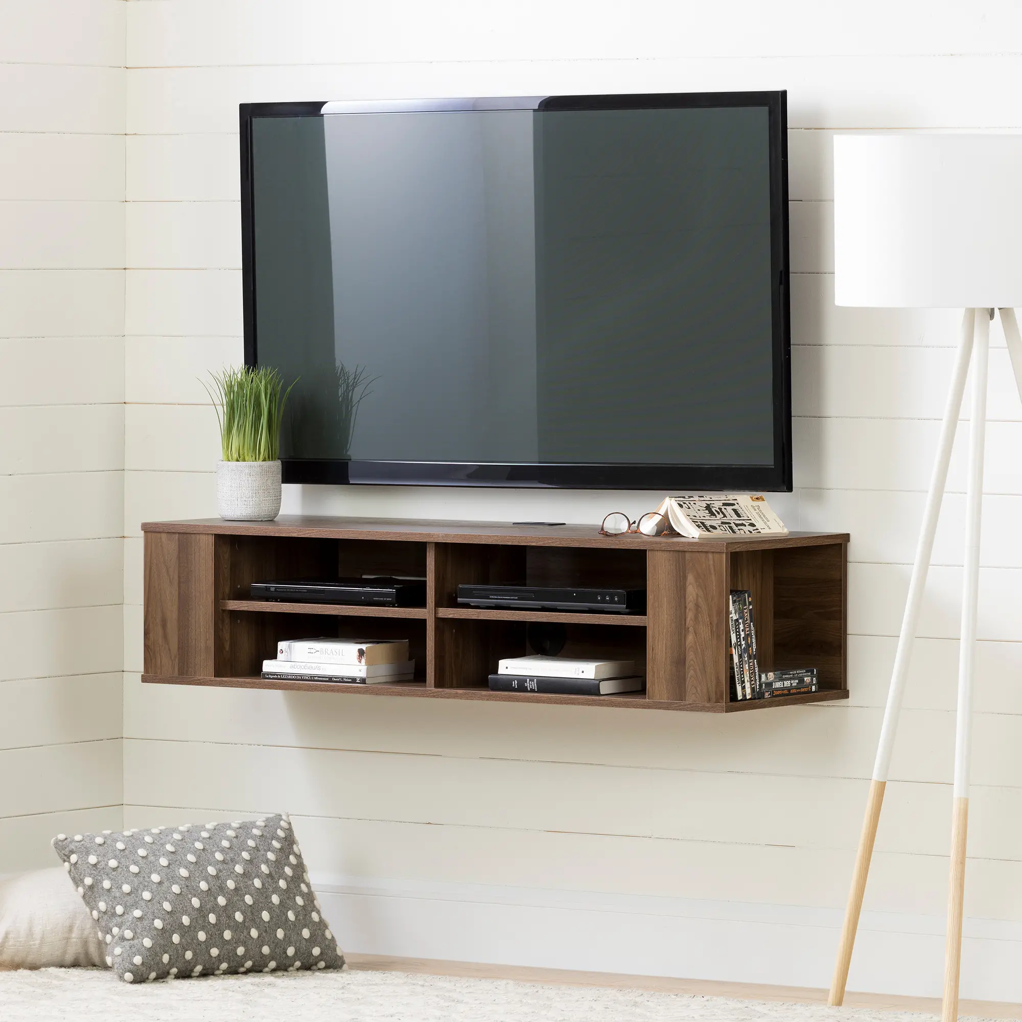 11962 City Life Natural Walnut 48 Inch Wall Mounted Media Console-1