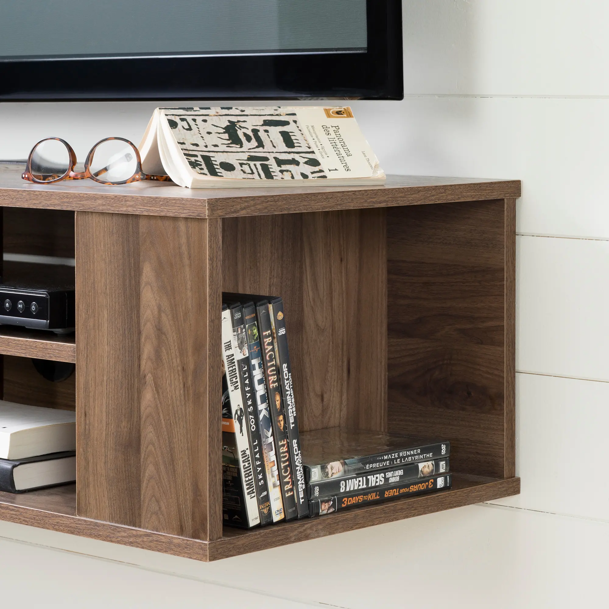 11962 City Life Natural Walnut 48 Inch Wall Mounted Media Console-2