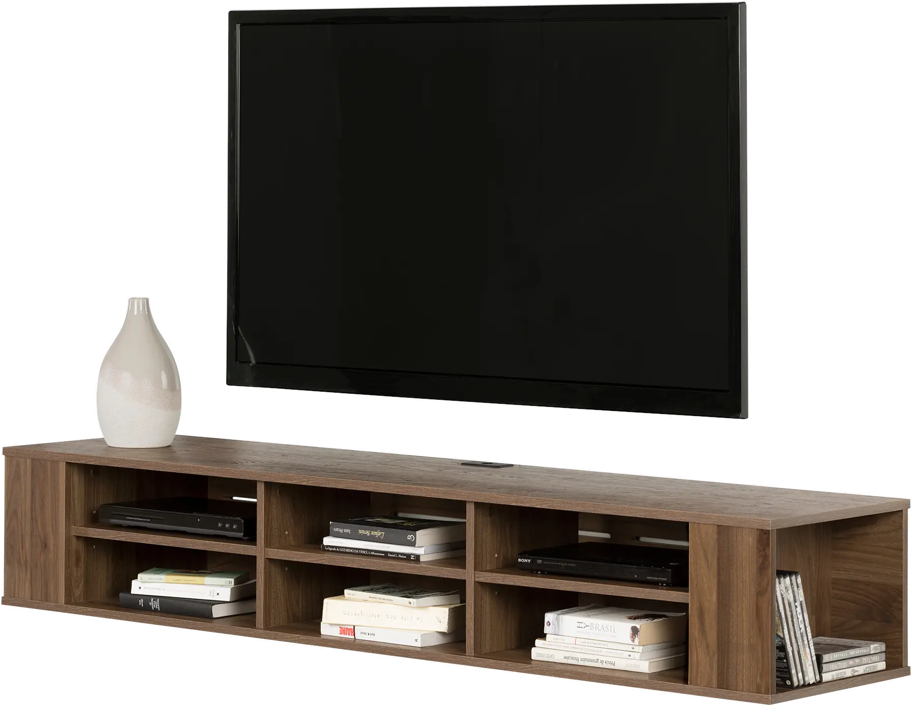 11963 City Life Natural Walnut 66 Inch Wall Mounted TV Stand-3
