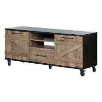 10711 Weathered Oak and Ebony 60 Inch Rolling TV Stand - Valet-2