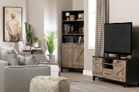 10711 Weathered Oak and Ebony 60 Inch Rolling TV Stand - Valet-3