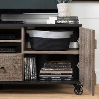 10711 Weathered Oak and Ebony 60 Inch Rolling TV Stand - Valet-6