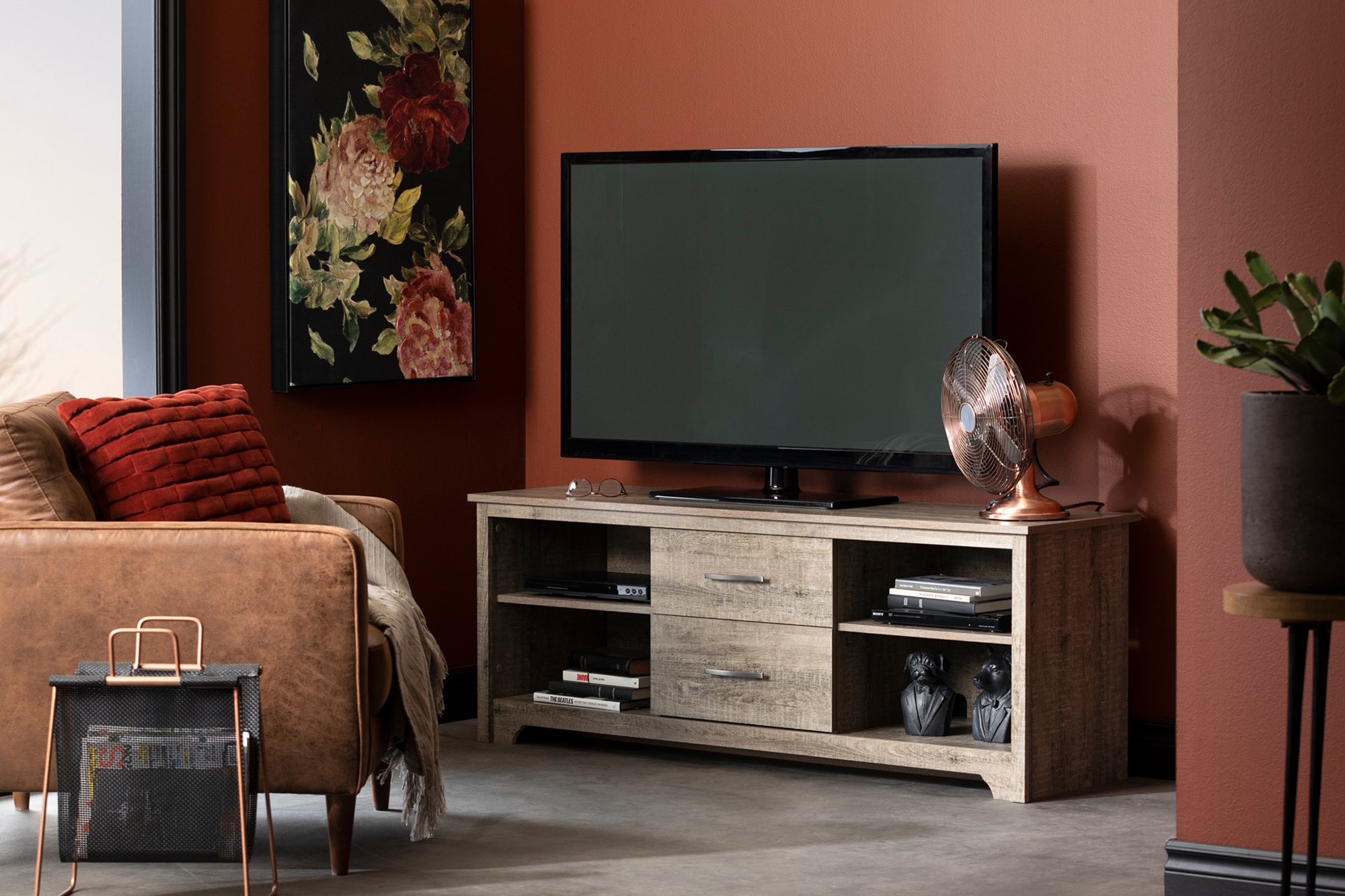 11684 Fusion Weathered Oak 60 Inch TV Stand-3