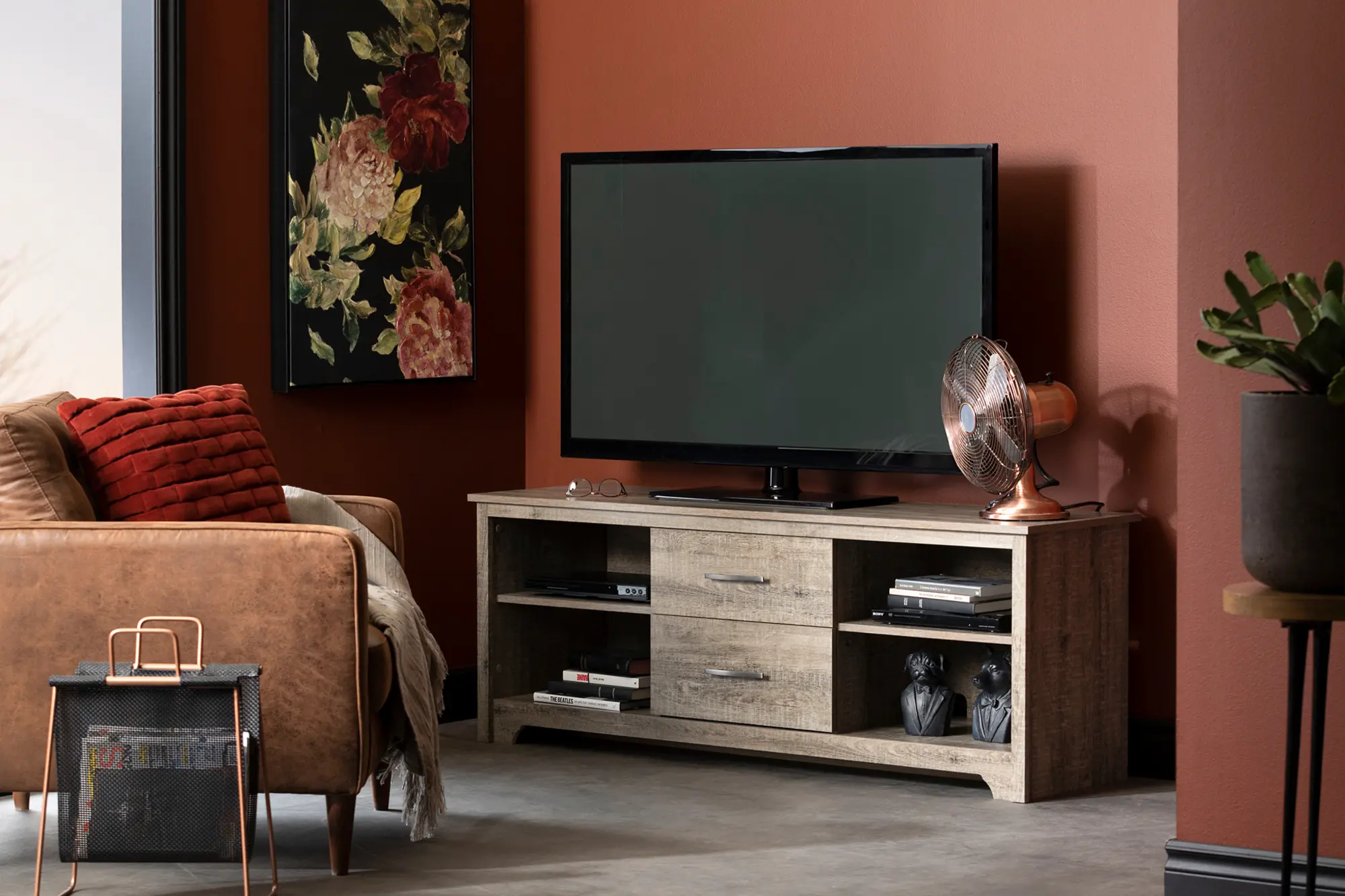 11684 Fusion Weathered Oak 60 Inch TV Stand-3