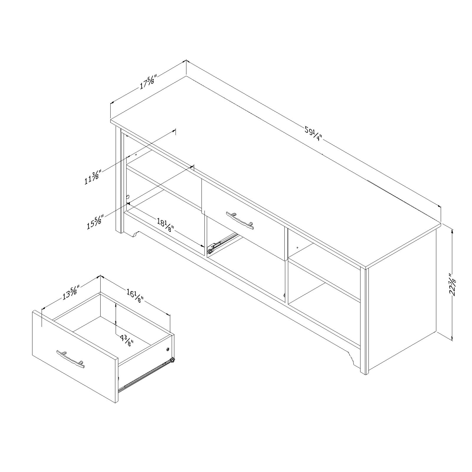 11684 Fusion Weathered Oak 60 Inch TV Stand-5