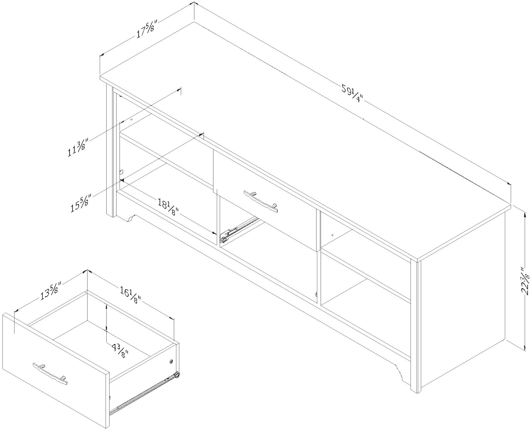 11839 Fusion 60 Inch Gray Oak TV Stand-6