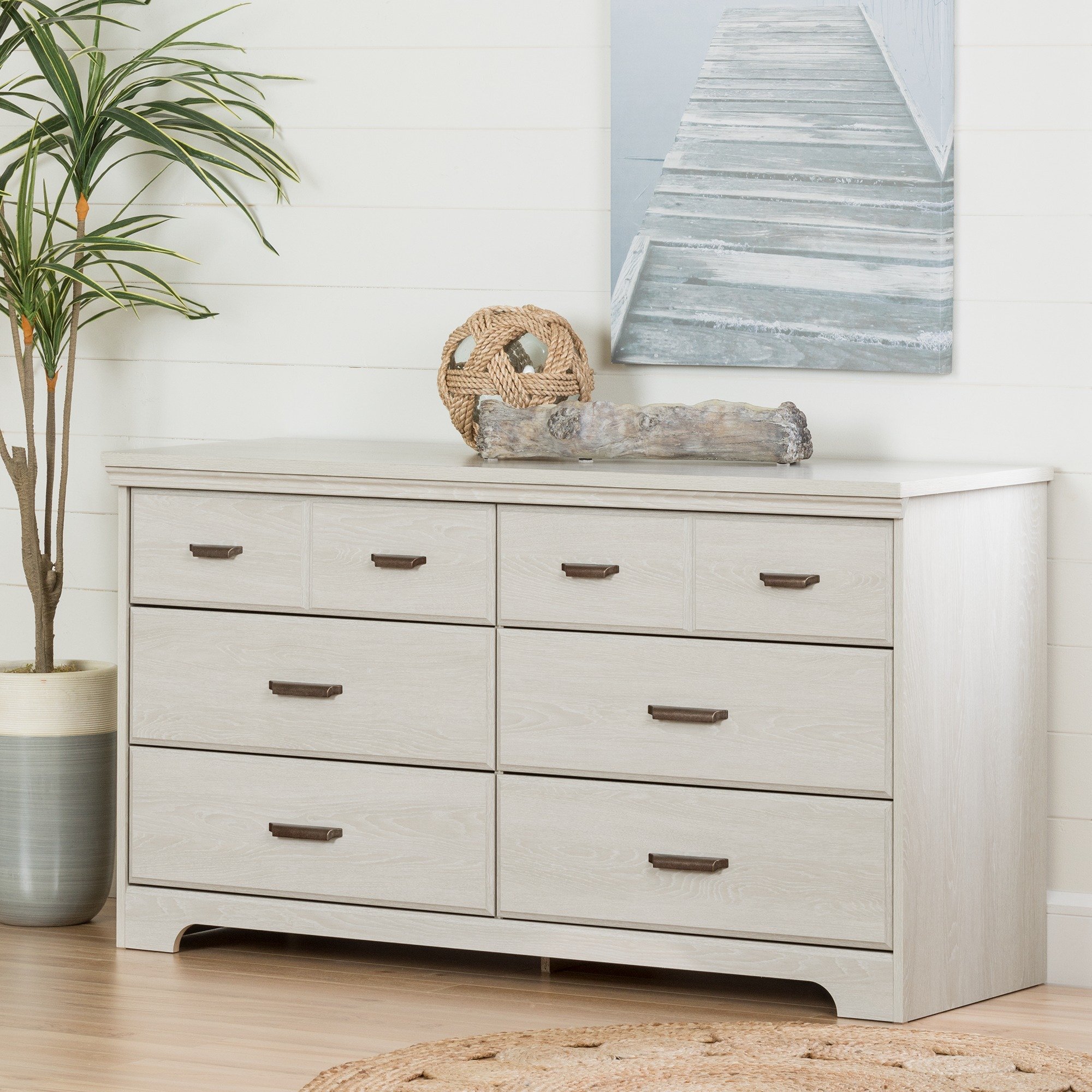 11298 Versa Transitional Pale Gray 6 Drawer Double Dresser-1