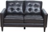 Mid Century Modern Dark Brown Leather Loveseat - Ashton