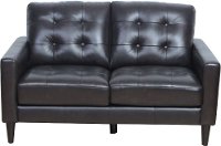 Mid Century Modern Dark Brown Leather Loveseat - Ashton