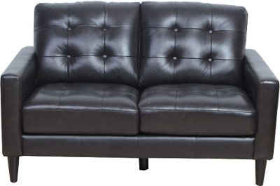 Mid Century Modern Dark Brown Leather Loveseat - Ashton