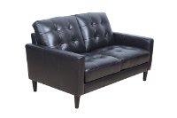 Mid Century Modern Dark Brown Leather Loveseat - Ashton-2