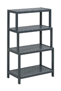 Graphite Gray Solid Wood 4 Tier Step Back Bookshelf - Dunnsville