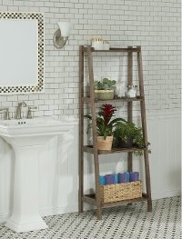 Antique Chestnut Solid Wood 4 Tier Ladder Bookshelf - Dunnsville