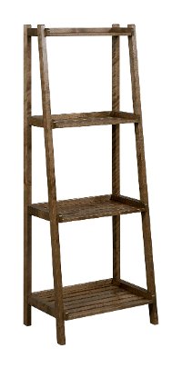 Antique Chestnut Solid Wood 4 Tier Ladder Bookshelf - Dunnsville-2