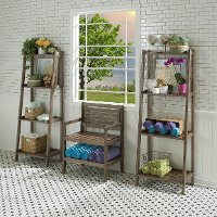 Antique Chestnut Solid Wood 4 Tier Ladder Bookshelf - Dunnsville-4