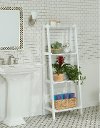 White Solid Wood 4 Tier Ladder Bookshelf - Dunnsville