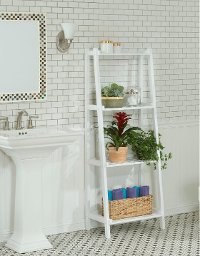White Solid Wood 4 Tier Ladder Bookshelf - Dunnsville