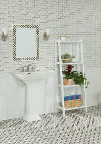 White Solid Wood 4 Tier Ladder Storage Shelf - Dunnsville-3
