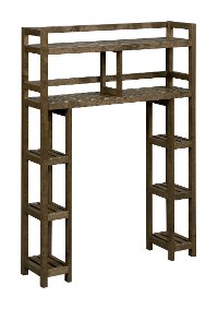 Antique Chestnut Solid Wood 2 Tier Space Saver Shelf with Side Storage - Dunnsville