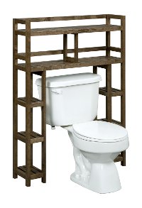 Antique Chestnut Solid Wood 2 Tier Space Saver Shelf with Side Storage - Dunnsville-2
