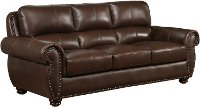 Traditional Brown Leather Sofa - Preston