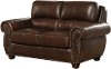 Traditional Brown Leather Loveseat - Preston