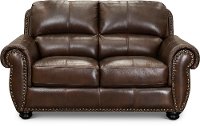 Traditional Brown Leather Loveseat - Preston-4