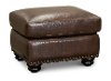 Traditional Brown Leather Ottoman - Preston