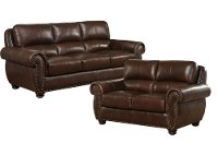 Brown Leather 2 Piece Living Room Set - Preston
