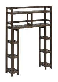 Espresso Brown Solid Wood 2 Tier Space Saver Shelf with Side Storage - Dunnsville