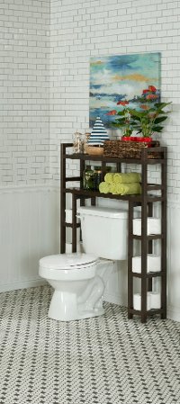Espresso Brown Solid Wood 2 Tier Space Saver Shelf with Side Storage - Dunnsville-3