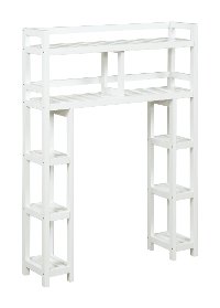White Solid Wood 2 Tier Space Saver Shelf with Side Storage - Dunnsville