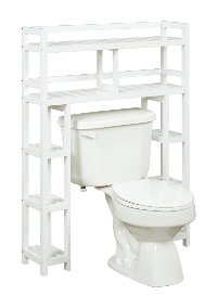 White Solid Wood 2 Tier Space Saver Shelf with Side Storage - Dunnsville-2