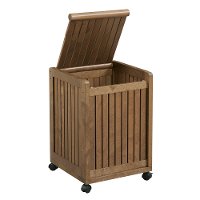 Antique Chestnut Solid Wood Mobile Hamper - Abingdon-2