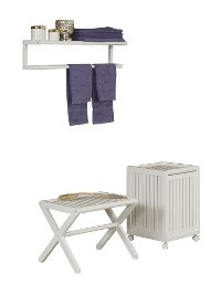 White Solid Wood Mobile Hamper - Abingdon-3
