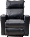 Black Leather-Match Triple Power Theater Recliner - Carter