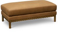 Modern Ginger Brown Leather Bench Ottoman - Freehand