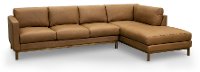 Brown Leather 2 Piece Sectional Sofa with RAF Chaise - Freehand