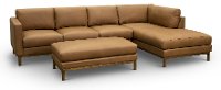 Brown Leather 2 Piece Sectional Sofa with RAF Chaise - Freehand-2