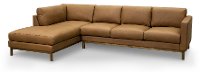 Brown Leather 2 Piece Sectional Sofa with LAF Chaise - Freehand