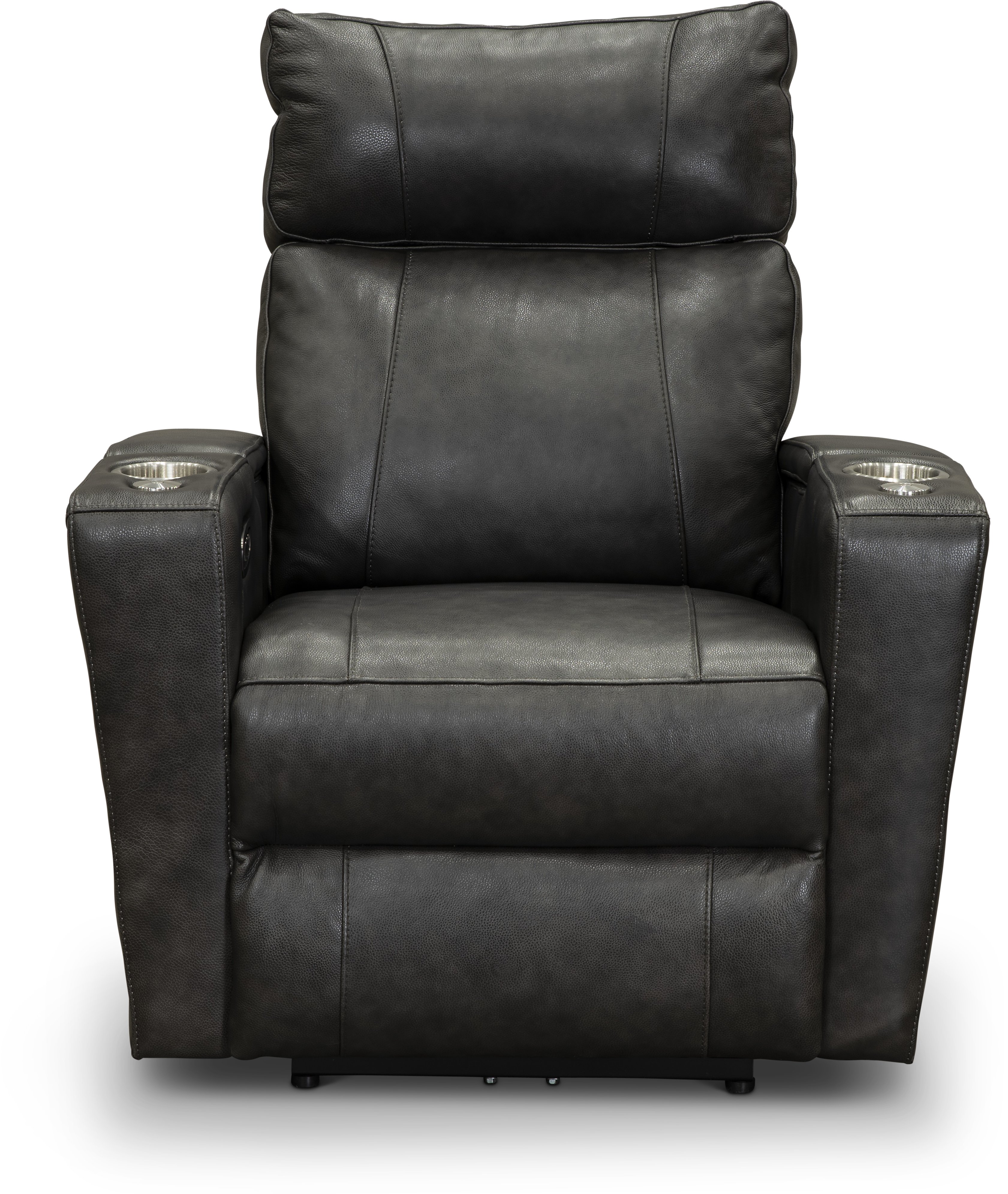 Carter Steel Gray Leather-Match Triple Power Theater Recliner-1