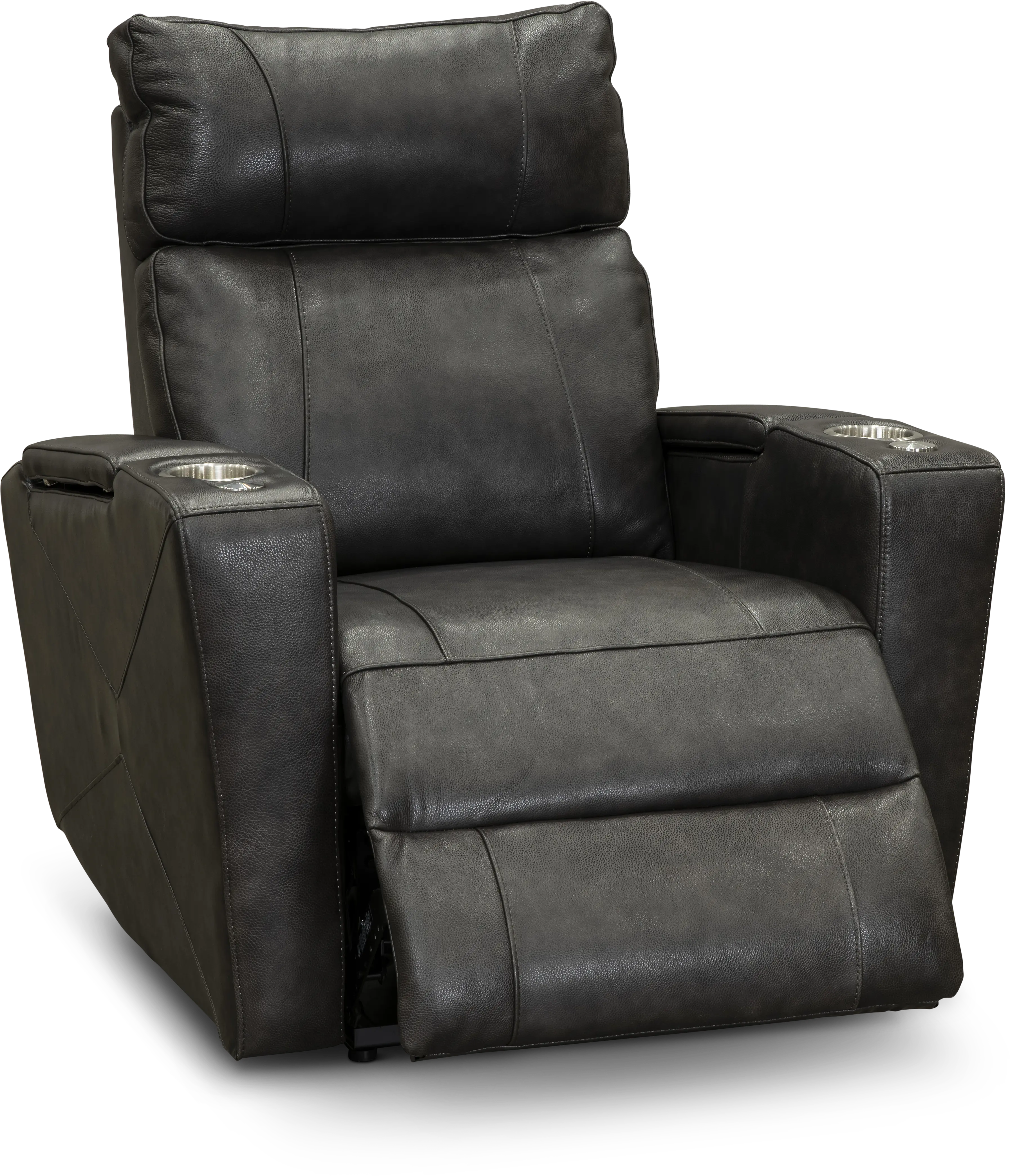 Carter Steel Gray Leather-Match Triple Power Theater Recliner-2