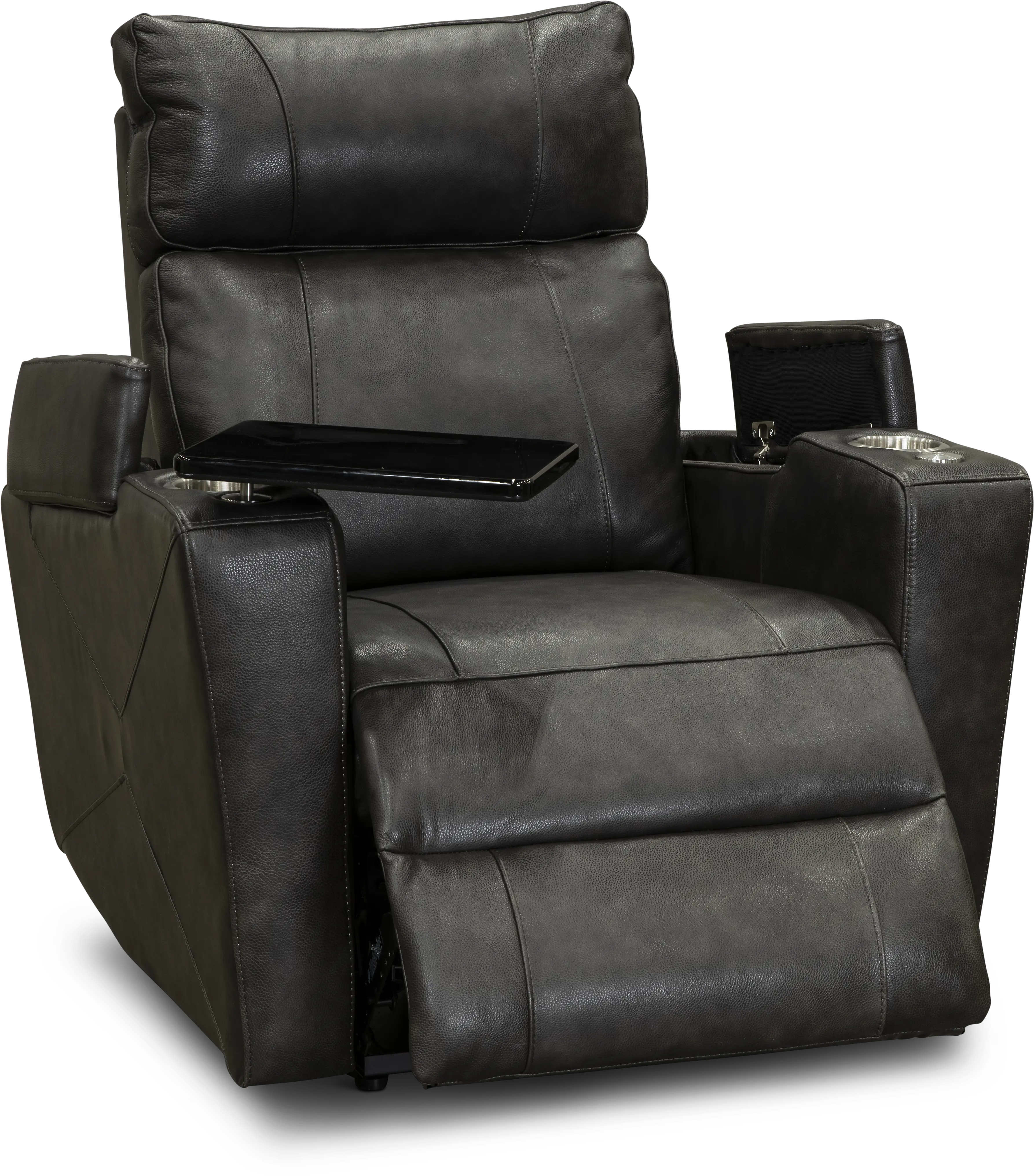 Carter Steel Gray Leather-Match Triple Power Theater Recliner-3