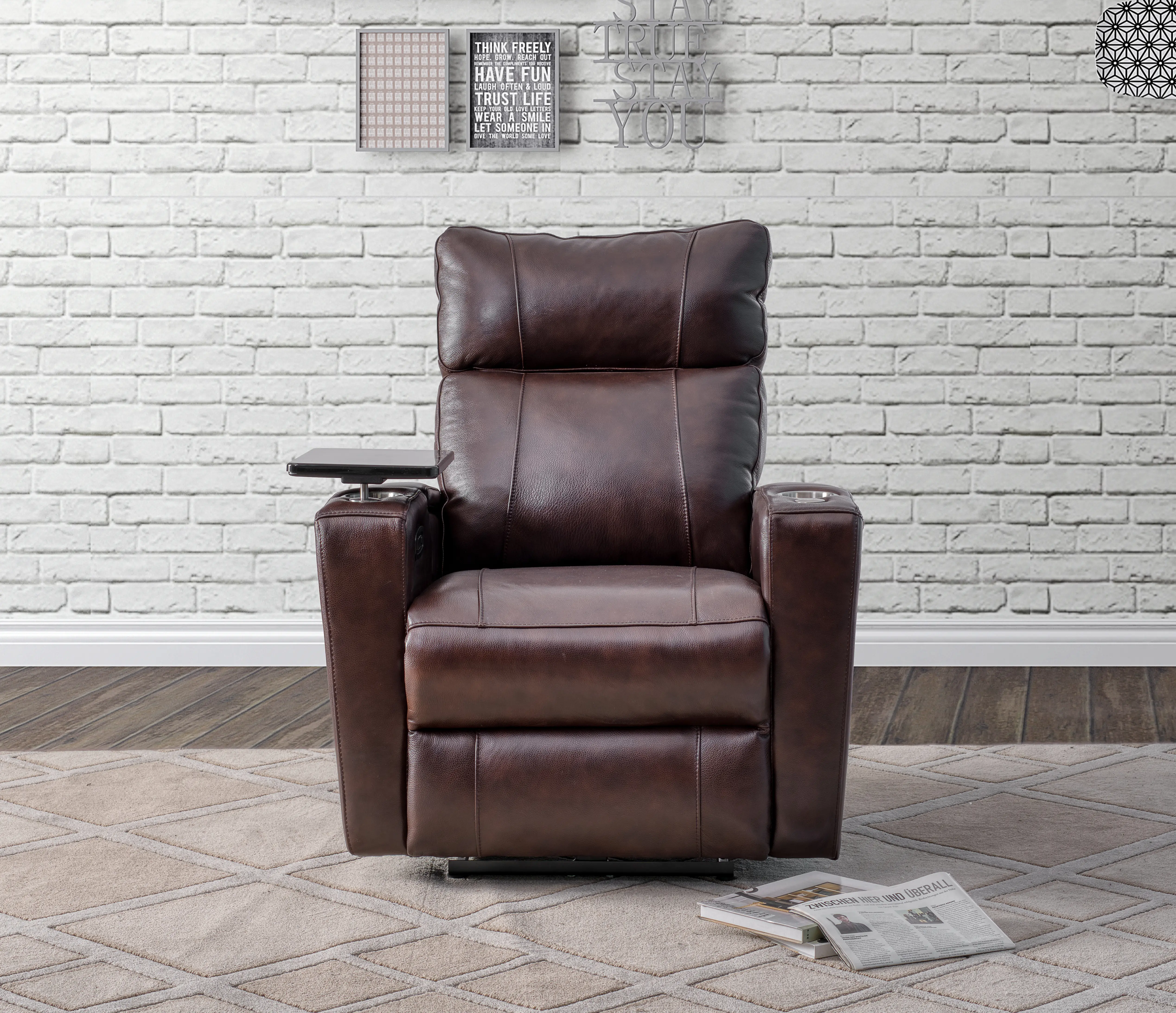 Carter Brown Leather-Match Triple Power Theater Recliner-2