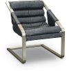 Modern Stainless Steel and Blue Leather Chair - Rolls